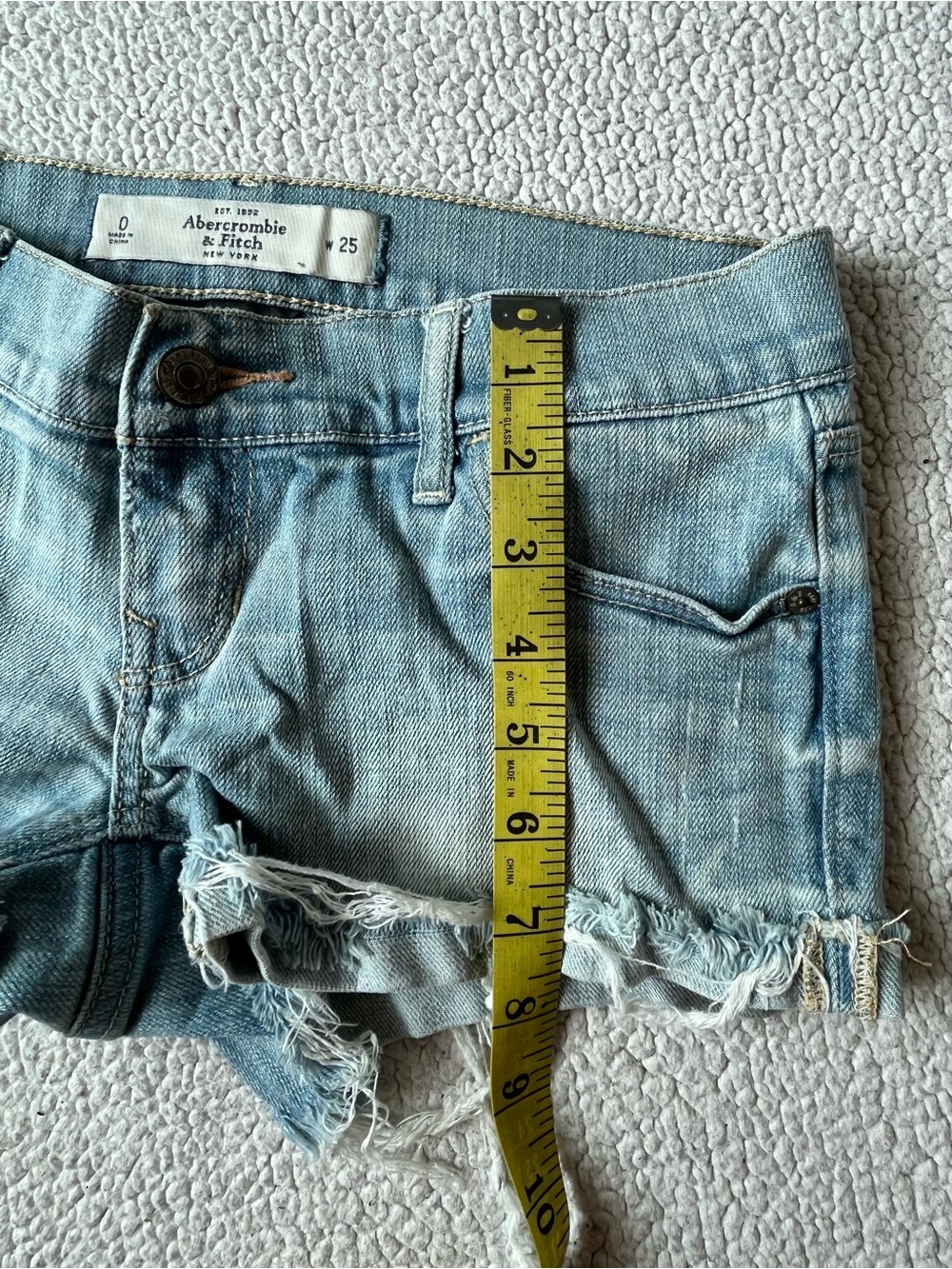 Y2K ABERCROMBIE & FITCH MICRO DENIM MINI SHORTS LOW RISE 0 / 25 - Picture 6 of 8
